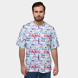Футболка оверсайз мужская Парижская бумага с надписями - текстура, цвет: 3D-принт — фото 2