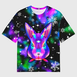 Мужская футболка оверсайз Неоновый кролик