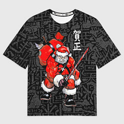 Мужская футболка оверсайз Santa Claus Samurai