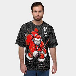 Футболка оверсайз мужская Santa Claus Samurai, цвет: 3D-принт — фото 2
