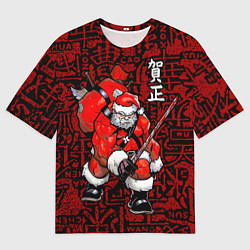 Футболка оверсайз мужская Santa Claus Samurai, цвет: 3D-принт