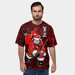 Футболка оверсайз мужская Santa Claus Samurai, цвет: 3D-принт — фото 2