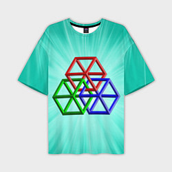 Мужская футболка оверсайз Невозможная геометрия - оптическая иллюзия