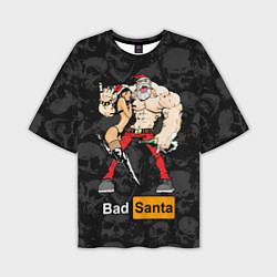 Мужская футболка оверсайз Bad Santa and sexy girl