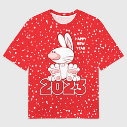 Мужская футболка оверсайз Happy new year, 2023 год кролика