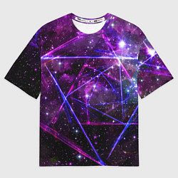 Футболка оверсайз мужская Triangle space - Neon - Geometry, цвет: 3D-принт