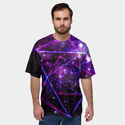 Футболка оверсайз мужская Triangle space - Neon - Geometry, цвет: 3D-принт — фото 2