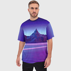 Футболка оверсайз мужская Neon mountains - Vaporwave, цвет: 3D-принт — фото 2