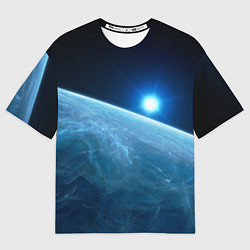Футболка оверсайз мужская Яркая звезда над горизонтом - космос, цвет: 3D-принт