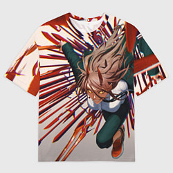 Мужская футболка оверсайз Атакующая Пауэр- человек бензопила