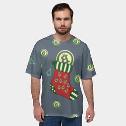 Футболка оверсайз мужская Christmas funny bitcoin, цвет: 3D-принт — фото 2