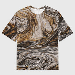 Футболка оверсайз мужская Золотистый мрамор, цвет: 3D-принт
