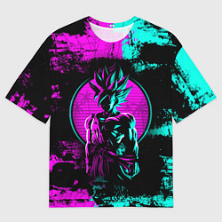 Футболка оверсайз мужская Неоновый гоку блэк, цвет: 3D-принт