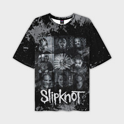 Мужская футболка оверсайз Slipknot black & white style