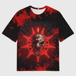 Мужская футболка оверсайз Slipknot red satan star
