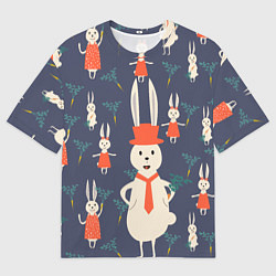Футболка оверсайз мужская Семья крольчат, цвет: 3D-принт