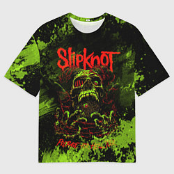 Мужская футболка оверсайз Slipknot green череп