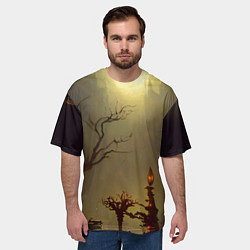 Футболка оверсайз мужская Жуткий замок в тумане, цвет: 3D-принт — фото 2
