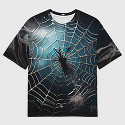 Футболка оверсайз мужская Halloween - паутина на фоне мрачного неба, цвет: 3D-принт