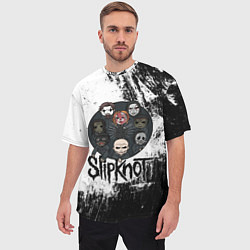 Футболка оверсайз мужская Slipknot black and white, цвет: 3D-принт — фото 2