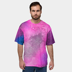 Футболка оверсайз мужская Розово-сиреневый дым, цвет: 3D-принт — фото 2