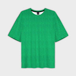 Футболка оверсайз мужская Зеленый вязаный свитер, цвет: 3D-принт