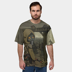 Футболка оверсайз мужская STALKER тень чернобыля нарисованный постер, цвет: 3D-принт — фото 2
