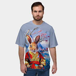 Футболка оверсайз мужская Кролик в китайском халате, цвет: 3D-принт — фото 2