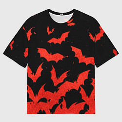 Футболка оверсайз мужская Летучие мыши красные, цвет: 3D-принт