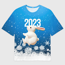 Мужская футболка оверсайз Белый большой кролик