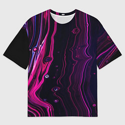 Мужская футболка оверсайз Фиолетовые линии песка во тьме