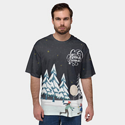 Футболка оверсайз мужская Новогодняя ночь, цвет: 3D-принт — фото 2
