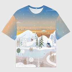 Футболка оверсайз мужская Новогоднее настроение - пейзаж, цвет: 3D-принт
