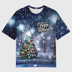 Мужская футболка оверсайз Новогодняя ёлочка