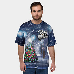 Футболка оверсайз мужская Новогодняя ёлочка, цвет: 3D-принт — фото 2