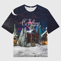 Мужская футболка оверсайз С новым годом - новогодняя ночь