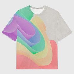 Футболка оверсайз мужская Волнообразные разноцветные листы, цвет: 3D-принт