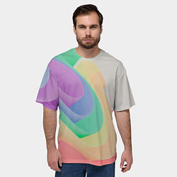 Футболка оверсайз мужская Волнообразные разноцветные листы, цвет: 3D-принт — фото 2