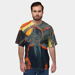 Футболка оверсайз мужская Человек бензопила: Аки, цвет: 3D-принт — фото 2