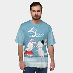 Футболка оверсайз мужская 2023 - танец зайчиков, цвет: 3D-принт — фото 2