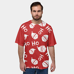 Футболка оверсайз мужская Дед Мороз - Ho Ho, цвет: 3D-принт — фото 2