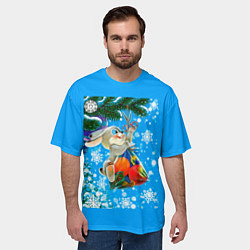 Футболка оверсайз мужская Новогодний подарок для зайки, цвет: 3D-принт — фото 2