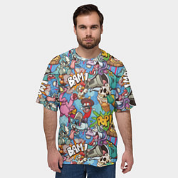 Футболка оверсайз мужская Сумасшедший поп-арт, цвет: 3D-принт — фото 2