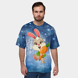 Футболка оверсайз мужская Зайчик с большой морковкой, цвет: 3D-принт — фото 2