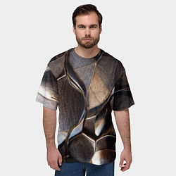 Футболка оверсайз мужская Бронзовая чешуя дракона доспех, цвет: 3D-принт — фото 2