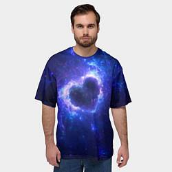 Футболка оверсайз мужская Галактика любви - neon heart, цвет: 3D-принт — фото 2