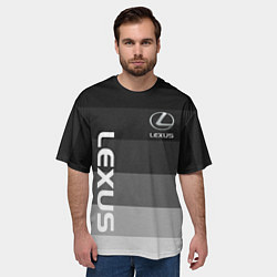 Футболка оверсайз мужская Lexus серый градиент, цвет: 3D-принт — фото 2
