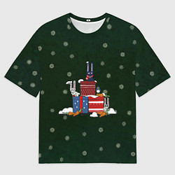 Мужская футболка оверсайз Зайцы на подарках