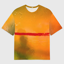 Футболка оверсайз мужская Оранжевый туман и красная краска, цвет: 3D-принт