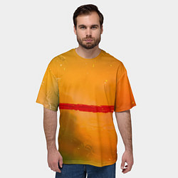 Футболка оверсайз мужская Оранжевый туман и красная краска, цвет: 3D-принт — фото 2